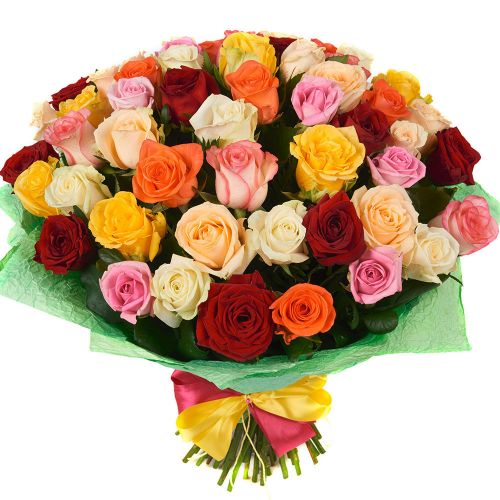 Заказать 51-ну разноцветную розу с доставкой по Аллагулово
